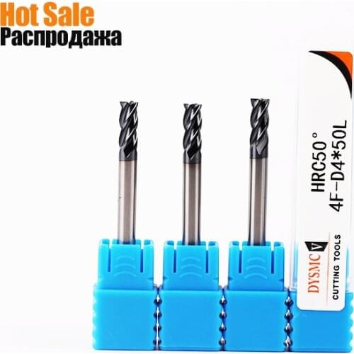 5PCS Milling Cutter 1.0mm 1.5mm 2mm 2.5mm 3mm 4mm HRC50 4 Flute 50mm Alloy Milling Tungsten Steel Milling Cutter End Mill