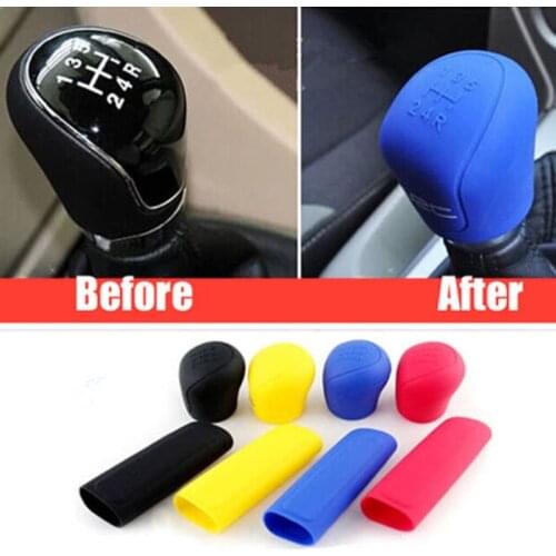 5 Speed Manual Car Gear Shift Knob+Handbrake Cover Silicone Sleeve