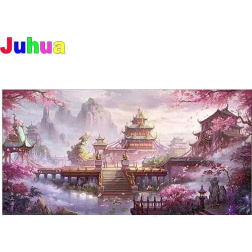 5d Diamond Embroidery Landscape Picture Of Rhinestones Full Square Round Japanese Diamond Painting Cherry Blossoms Home Decor