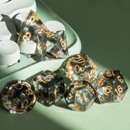 7Pcs/set Black/White Swirl DND Dice D&D Dice D4 D6 D8 D10 D% D12 D20 Polyhedral Games Dice Set for Table Games MTG RPG