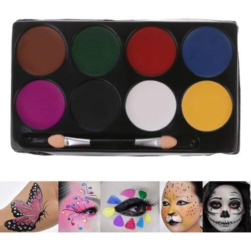 8 Colors Paint Palette Halloween Makeup Non-toxic Water Paint Oil Christmas Party Fancy Dress Primer