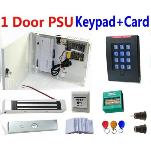 1 Door PSU All in one Box Power Controller+Keypad/RFID EM Card reader For 1 Door Entry+Exit Electro Magnetic Lock+Emergency kit
