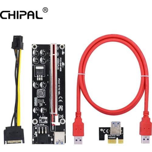CHIPAL 100PCS VER009S Plus PCI-E Riser Card 009S PCIE X1 to X16 Extender USB 3.0 Cable 6Pin to SATA Power Cord for Graphics Card