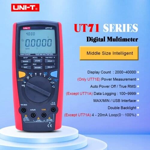Digital Multimeter UNI-T UT71 A UT71B UT71C UT71E Ture Rms Multimeter Auto range 39999 AC/DC voltage with LCD backlight display