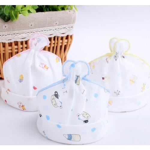 0-1 Years Baby Hat Infants Spring And Autumn Hats Soft Cotton Gauze Empty Top Hat Cap For Sleeping Cartoon Cute Kids Accessories
