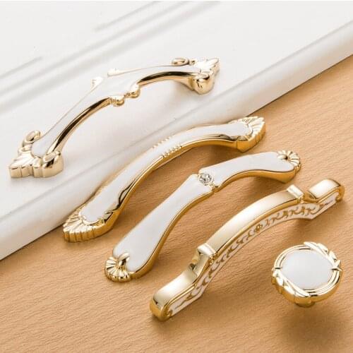 Cabinet Door Handles Ivory White Gold Kitchen European Style Cupboard Door Pulls Drawer Knobs Solid Furniture Handle Hardware