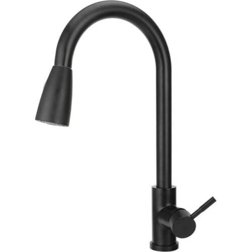 G3/8 Black Hot and Cold Water Tap Pull-Out Telescopic Sink Faucet for Kitchen Home Bathroom Brass Faucet