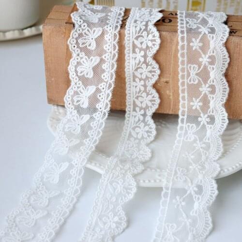 19Yards 3-4cm Cotton Mesh Embroidery Lace Fabric Sewing Accessories Trim Handmade DIY Garment Needlework Clothing Decoration 308