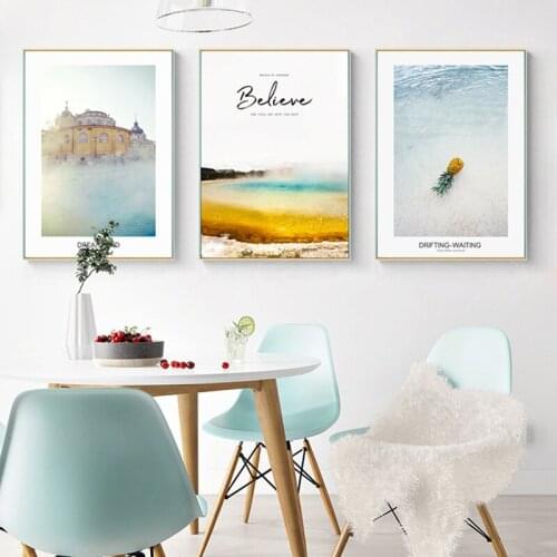 Pineapple Ocean Landscape Canvas Painting Nordic Posters and Prints Decorative Wall Art Pictures for Living Room Home Decor