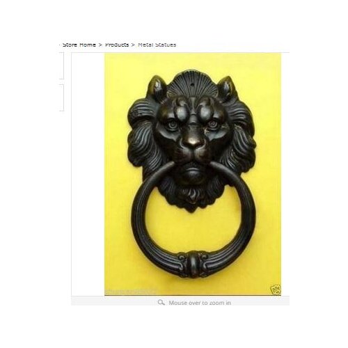 Collecting OLD copper Bronze Bronze Fierce Lion Head Door Knocker 7" High Statue decoration bronze factory outlets