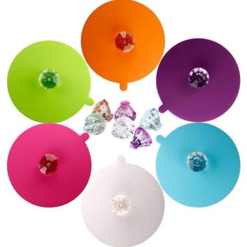 Creative Drinkware Lid Silicone Cup Lids Diamond Reusable Mug Covers Anti-dust Airtight Seal Cups Cover Heat Resistant SN300