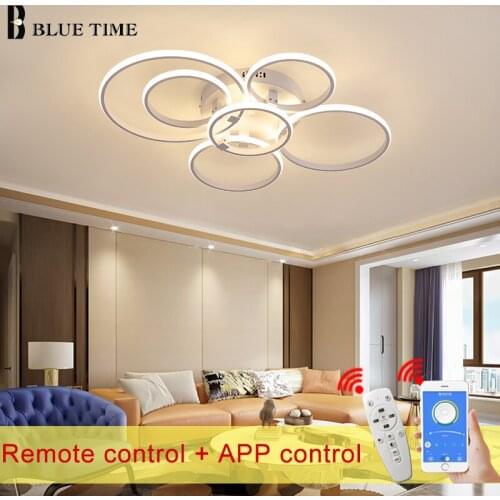 Circle Rings LED Chandeliers For Living Room Bedroom Indoor Lighting Fixtures Led Ceiling Chandelier Home Lighting Black White