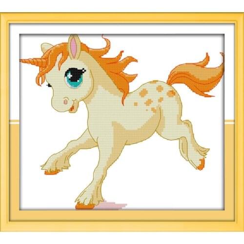 Joy Sunday unicorn Cross Stitch Kits Horse pattern Animal print cloth Chinese embroidery counted needlework decoracions for home