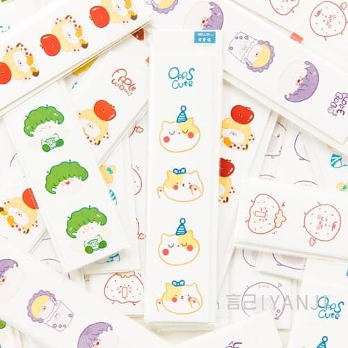 Yoofun 10 Strip/Design Kawaii Cartoon Labels Die-cut Stickers Bullet Journaling Sticker DIY Scrapbooking Album Decor Stationery