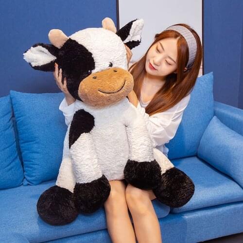 25/35/50cm New Kawaii Sitting Milk Cow Plush Toys Lifelike Stuffed Animal Doll Cute Cattle Toys for Children Kids Christmas Gift