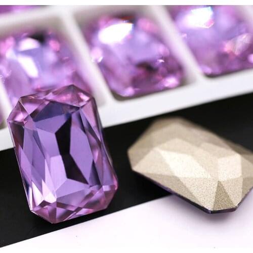 New Violet Rectangular octagonal shape pointback crystal strass K9 glass rhinestones for clothing shoes bags Accessories
