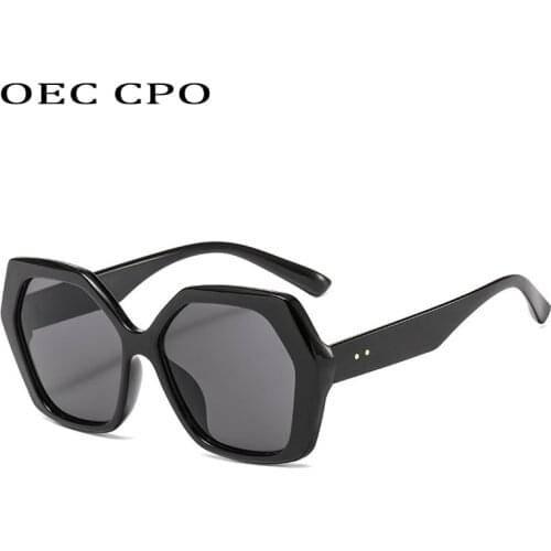 OEC CPO Oversized Square Sunglasses Women Brand Design Fashion Rivets Steampunk Sun Glasses Female Elegant Eyewear UV400 O741