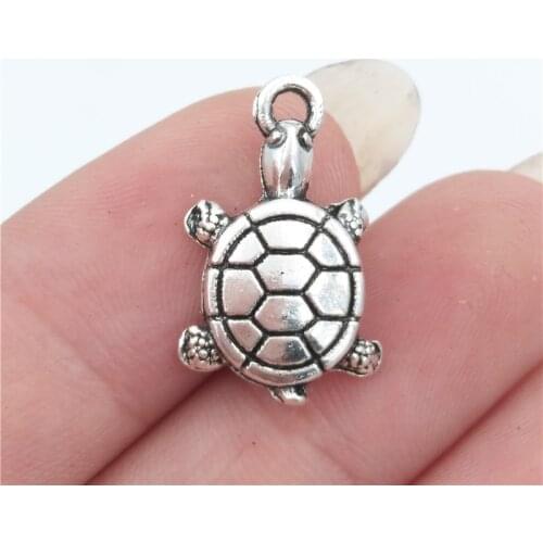 BULK 30 Zinc Alloy Beach Theme Ocean Sea Turtle Charms Antique Silver Plated Jewelry Findings for Crafts 12*18mm 1.3g