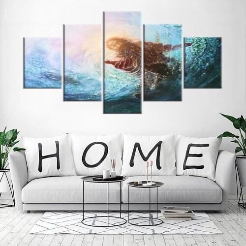 Canvas Prints Wall Art Jesus Save all beings in the lake Picture Printed on Canvas for Home Decorations Unframed