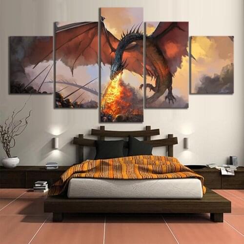 A Song of Ice and Fire Dragon Poster 5 Pcs Modern Home Wall Decor Canvas Picture Art HD Print Painting On Canvas for Living Room