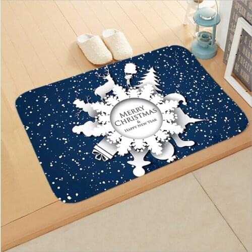 Christmas Flannel Carpet Home Cartoon Elk Bedroom Floor Mats Living Room Decoration Waterproof and Anti-slip Rug Part Two