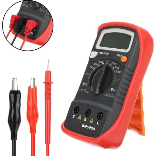 Handheld Resistance Tester BM500A 1000V LCD Displayed Digital Insulation Resistance Tester Meter Megohmmeter Megger 138*69*31mm