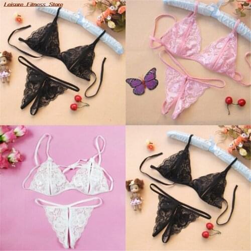 Sexy Lingerie Set Women Lace Strappy Push Up Bra Set Erotic Lingerie Porno Femme Wire Free Underwear Bralette Set Lingerie Woman