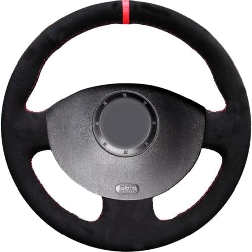 DIY Hand-sewn Black Suede Car Steering Wheel Cover for Renault Megane 2 2003-2008 Kangoo 2008 Scenic 2 2003-2009