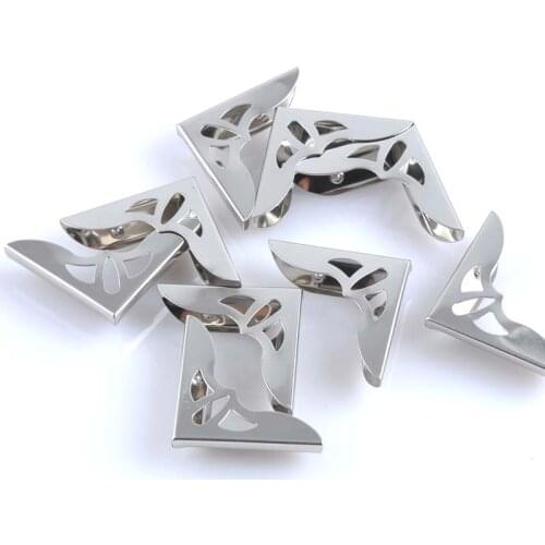 10Pcs Silver Metal Book Corner Hollow Trilateral Albums Menus Folders Box Corner Protectors For Decor Supplier 30x30x4mm CP1063