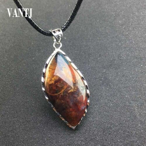VANTJ Natural Blue Yellow Pietersite Chatoyant Pendant For Women Men Best Gift Crystal Necklace Healing Gemstone
