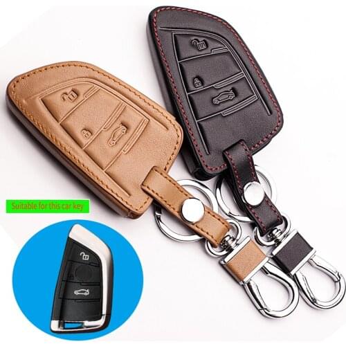 Top layer Genuine Leather Car Key Case Shell Cover For BMW 1 2 5 Series 218i F48 X1 X5 X6 F15 3 button Keyboard cover Key cases