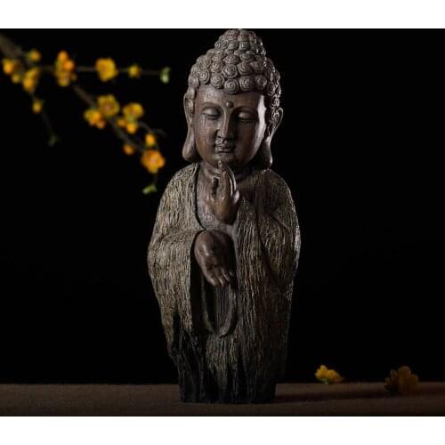 Vintage Buddha Ornaments Chinese Home Decorations SPA Club Zen Crafts Living Room Soft Porch Buddha Head