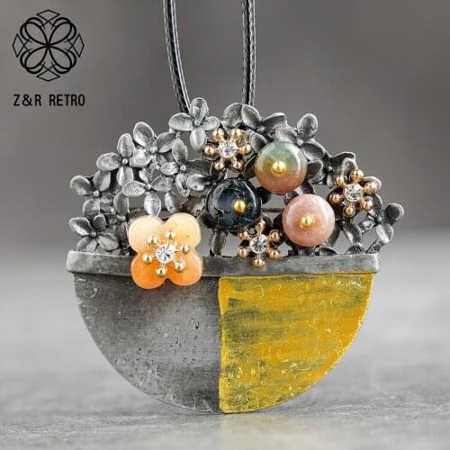 Vintage Jewelry Flowers Pendants Long Necklace for Women Pendants & Necklaces Chokers Rope Jewellery Suspension 2021 New Hotsale