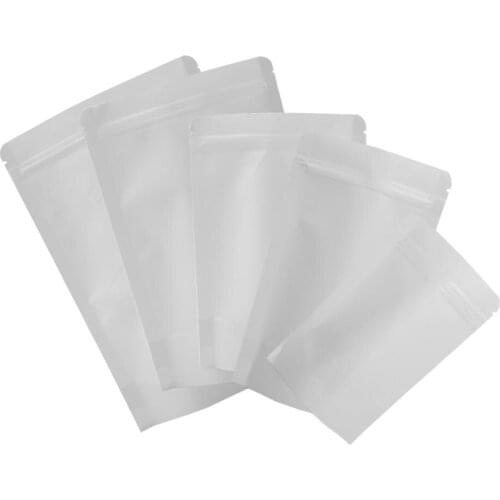 High Quality 13x21cm Tear Notch Kraft Paper Heat Sealing Stand Up Food Storage White Kraft Zip Lock Bag