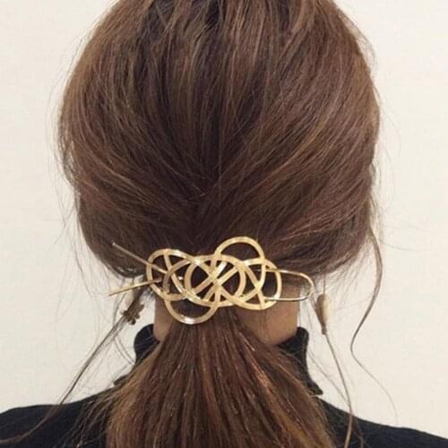 Fashion Hair Accessories Classic Filigree Flower Hairpin Chinese Knot Hollow Round Bowknot Hair Sticks Clips for Women Jewelry