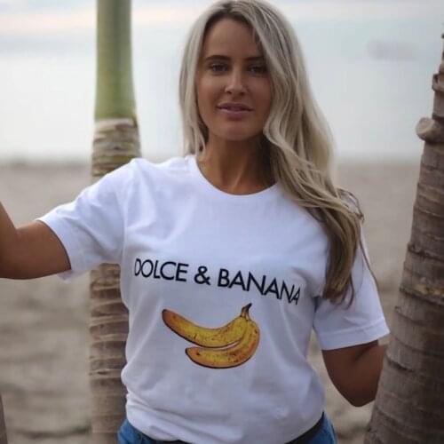 Dolce Bananas T Shirt Funny Printed Women Short Sleeve Harajuku Streetwear Fashion Cotton Fruit Style Cute Ulzzang Tumblr Tops