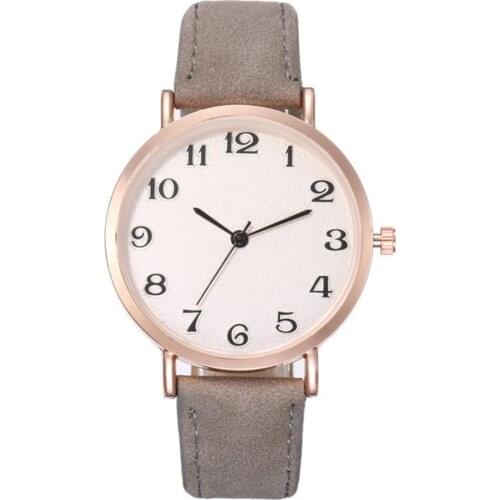 50%HOT Women Round Dial ArabicS1 Numerals Faux Leather Strap Analog Quartz Wrist Watch