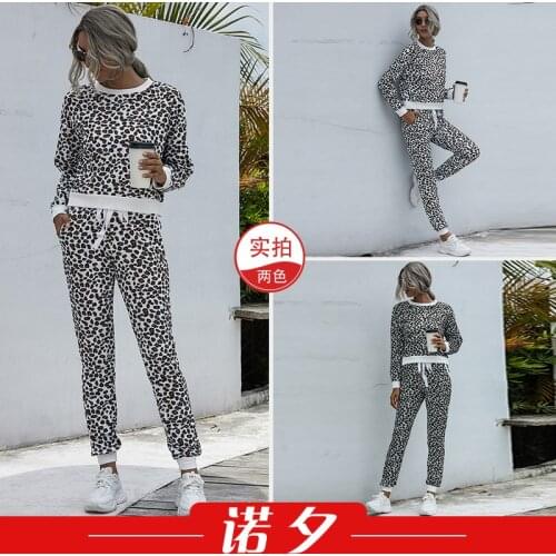 Womens Sets pants 2020 winter hot style merican round neck fashion leopard print casual home set suits women clothings LX1608