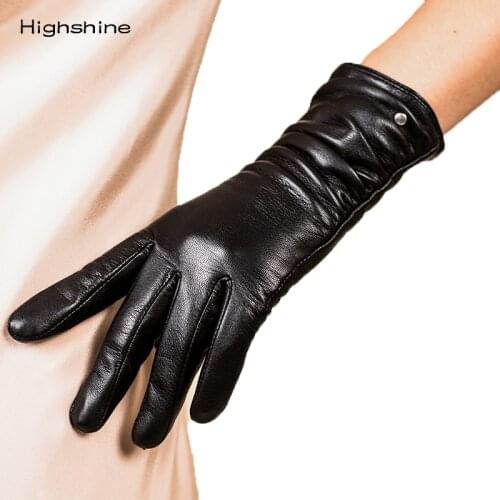 High Quality Fashion Women Gloves Genuine Leather Gloves Short Design Touch Screen Female Autumn Winter Warm Gloves Mittens
