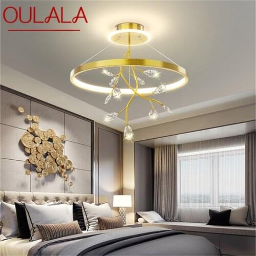 OULALA Gold Pendant Light Modern Nordic LED Lamps Branch Crystal Fixtures Decorative for Home Bed Room