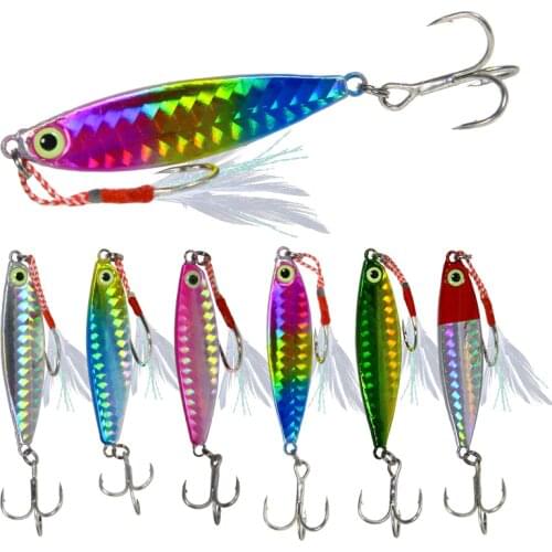 1PC Jigging Lead Fish 10G/16G/20G Metal Jig Fishing Lure with Hooks 6 Colors Paillette Knife Wobbler Artificial Hard Bait New
