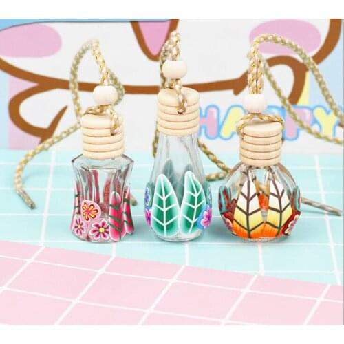 100pcs 8-15ml Polymer Clay Glass Essence Oil Diffuser Perfume Empty Bottle Car Hang Decoration Tourist Souvenirs