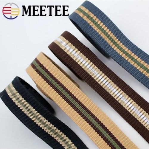 2M 38mm Stripe Canvas Ribbon Polyester Cotton Webbing Strap for Binding Belts Tape Bag Backpack DIY Sewing Biasband Accessories