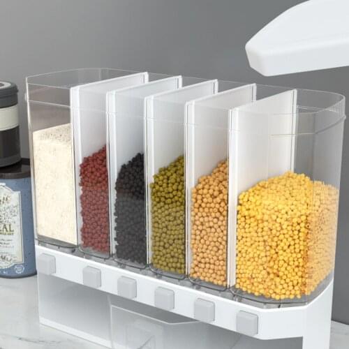 2021 New Sealed Rice Storage Box Wall Mounted Cereal Grain Container Dry Food Dispenser Grain Storage Jar Kitchen Storage Tools