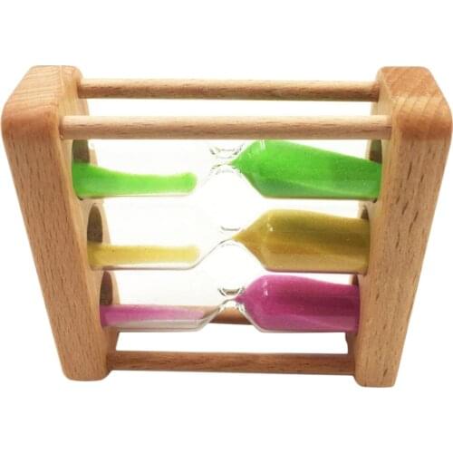 3 in 1 1+3+5 Minute Hourglass Wood Glass Sand Timer For Kitchen Cooking