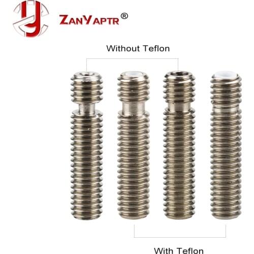 5Pcs Extruder 3D V5 HeatBreak Hotend Throat For 1.75/3.0mm Filament All-Metal /With PTFE Stainless Steel Feeding Tube Printer