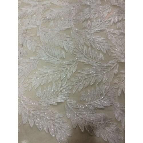 African tulle lace fabric with sequins 5yard white french net lace high quality SYJ-1243 african lace fabric