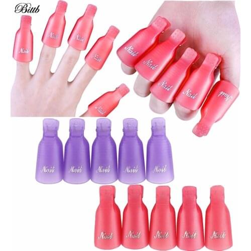 Bittb 10Pcs Reusable Gel Nail Polish Remover Wrap Nail Art Soak Off Cap Clip UV Gel Polish Remover Cleaner Clip Gel Remover Tool