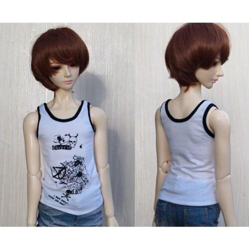 BJD White Print Tank top Outfits Top Clothing For Male 1/4 1/3 SD17 70cm 17" 24" Tall MSD SD DK DZ AOD DD Doll