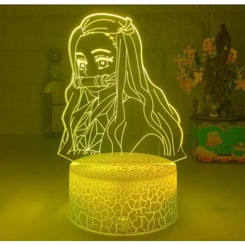 Demon Slayer Anime Figure 3D LED Night Lamp Atmosphere Colorful Touch Table Lamp Friends Gift Room Decoration Light